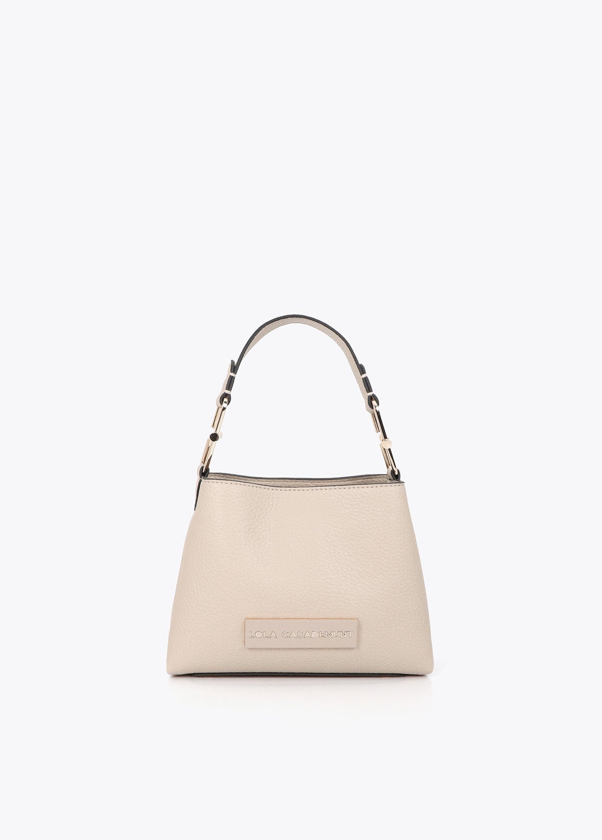 lf2604049-Matching logo faux leather shoulder bag-Ecru