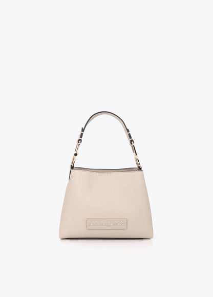 lf2604049-Matching logo faux leather shoulder bag-Ecru