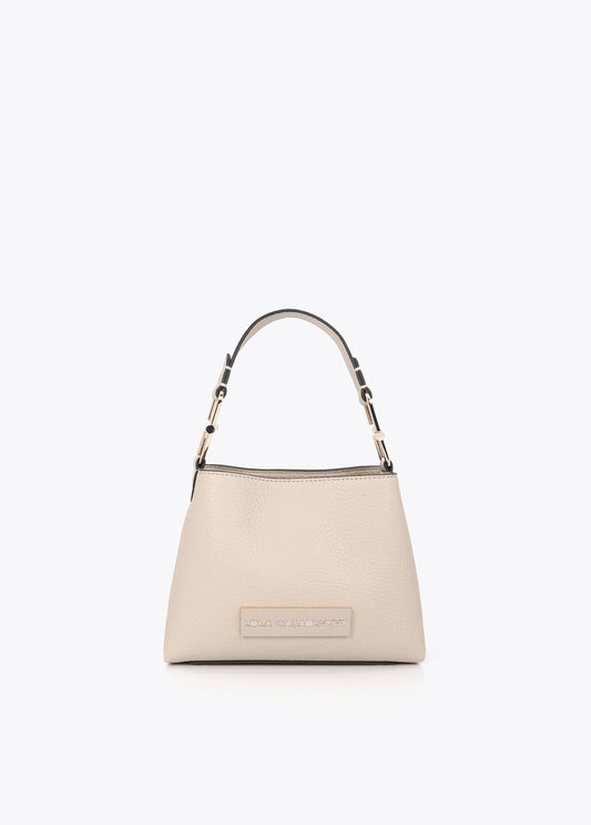 lf2604049-Matching logo faux leather shoulder bag-Ecru