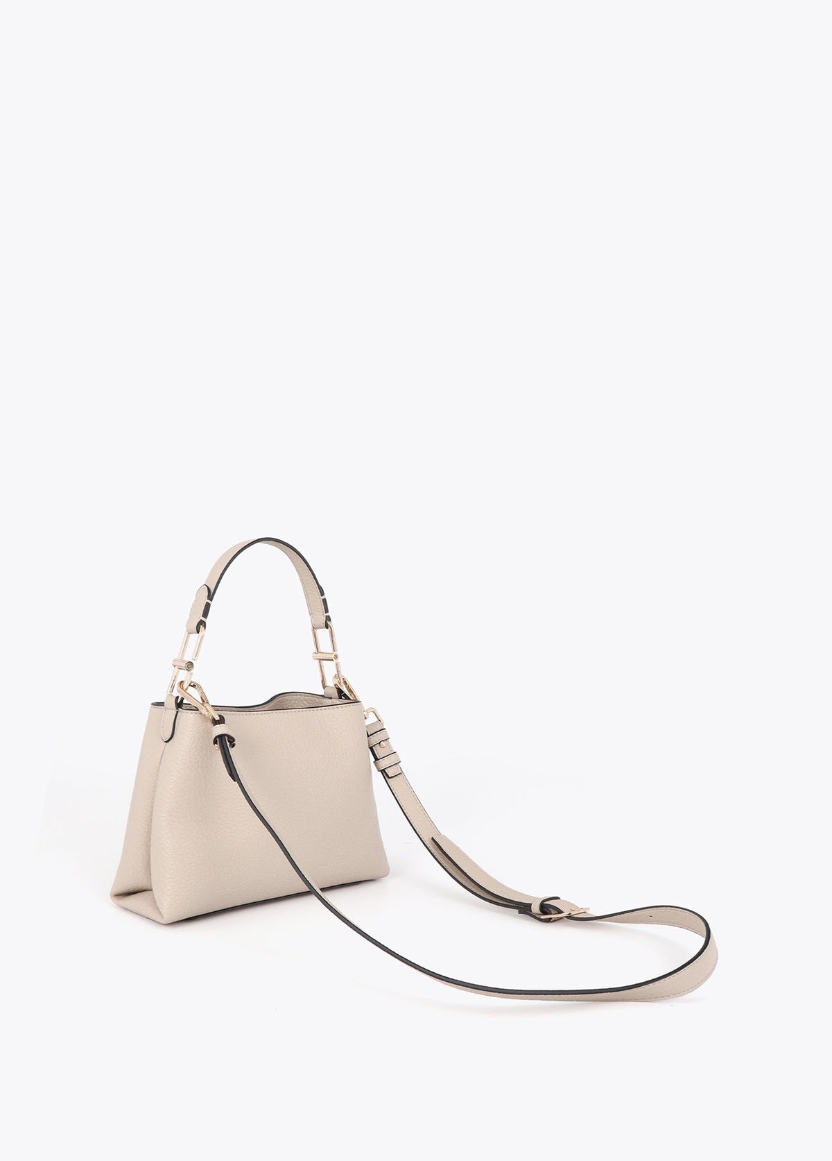 lf2604049-Matching logo faux leather shoulder bag-Ecru