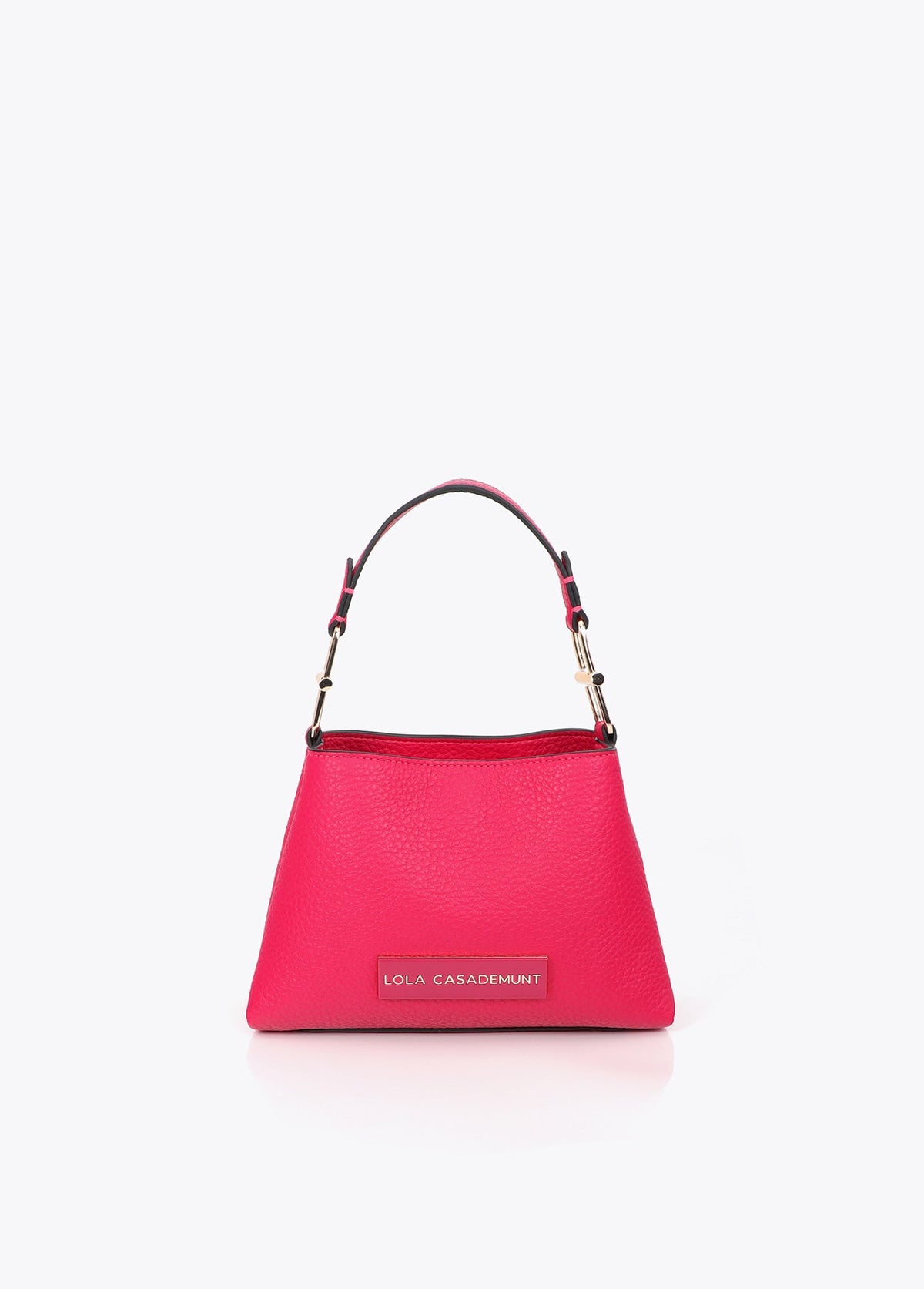 lf2604049-Matching logo faux leather shoulder bag-Fuchsia