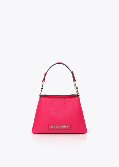 lf2604049-Matching logo faux leather shoulder bag-Fuchsia