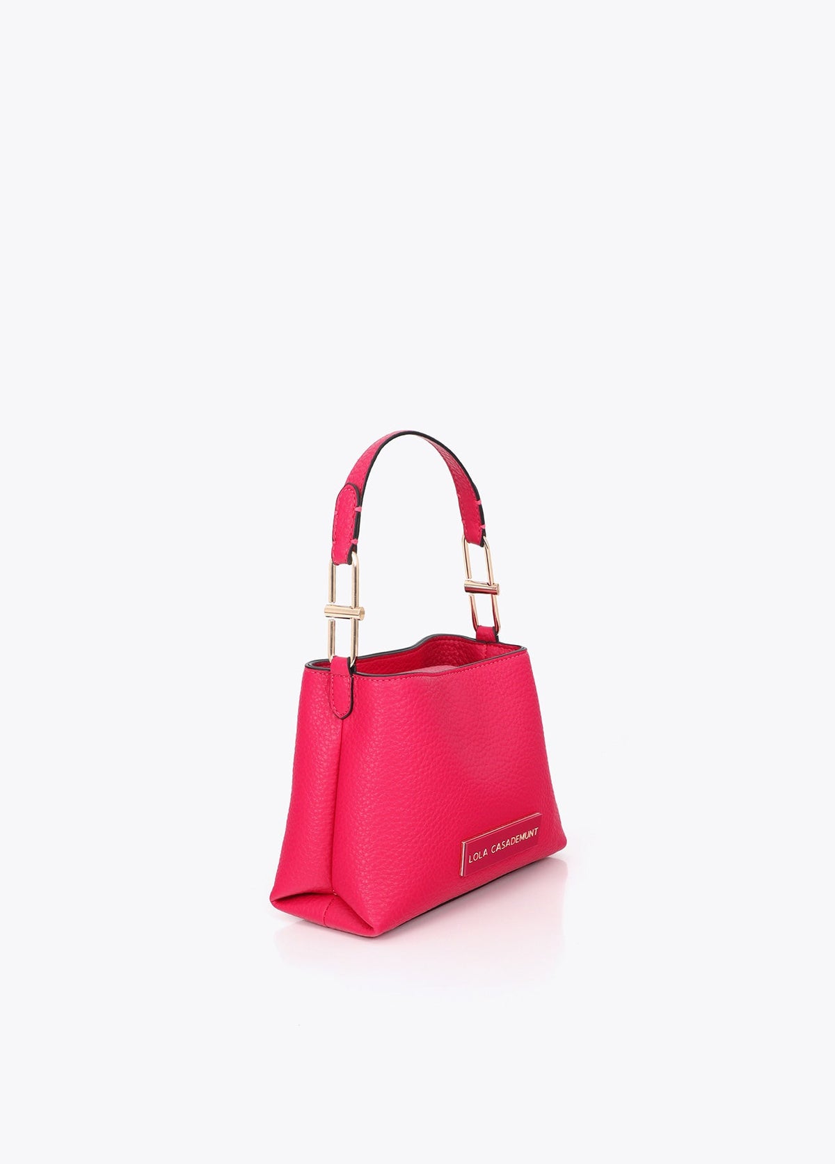 lf2604049-Matching logo faux leather shoulder bag-Fuchsia