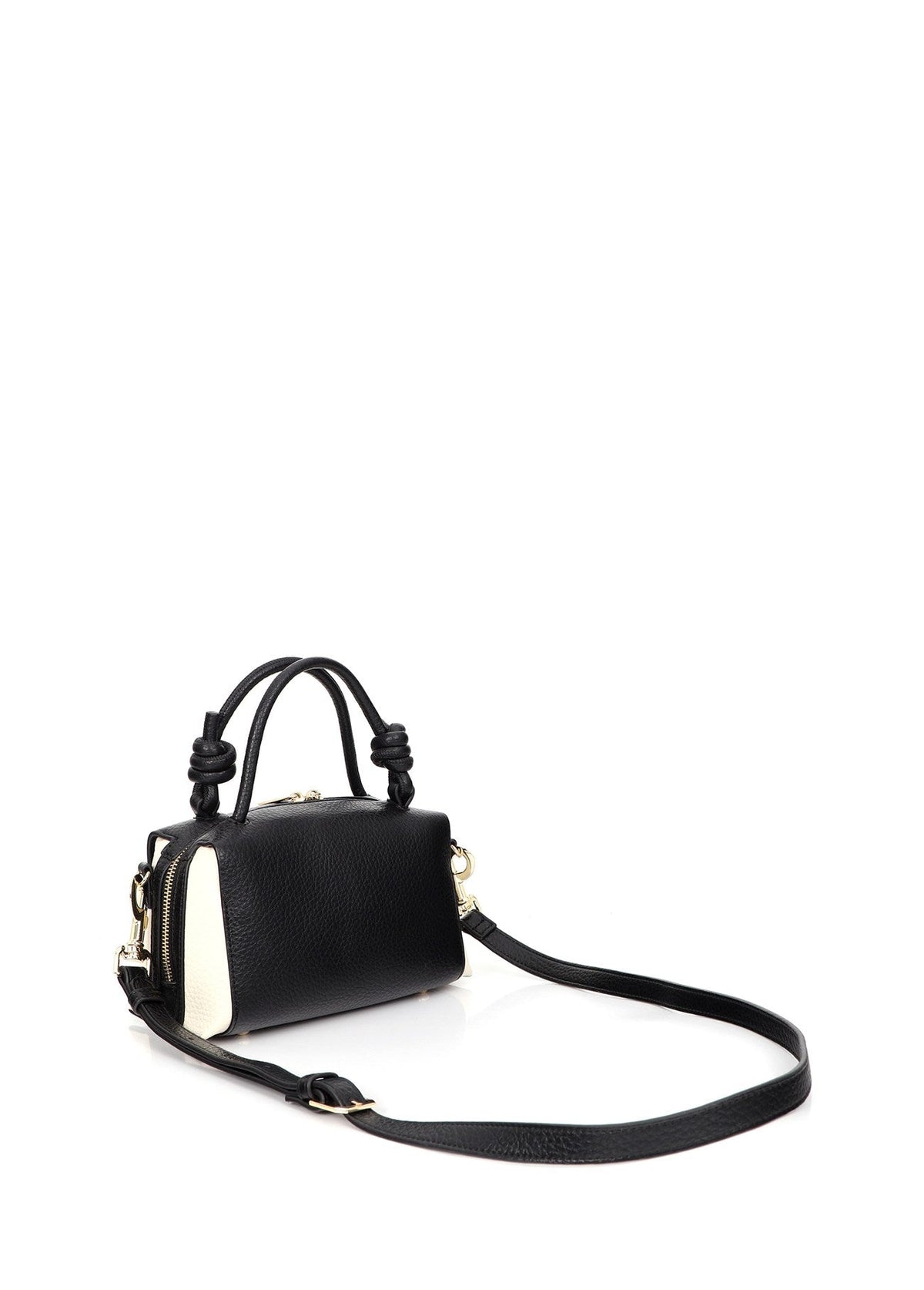 lf2604052-Two-tone faux leather shoulder bag-Black-Ecru