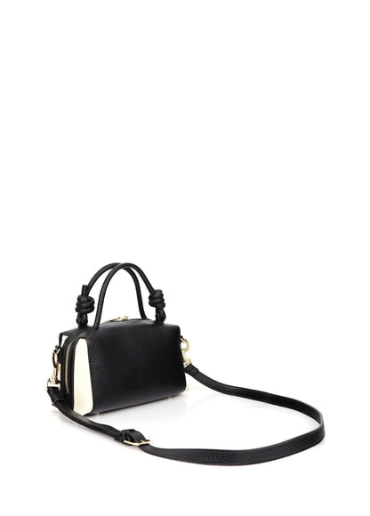 lf2604052-Two-tone faux leather shoulder bag-Black-Ecru
