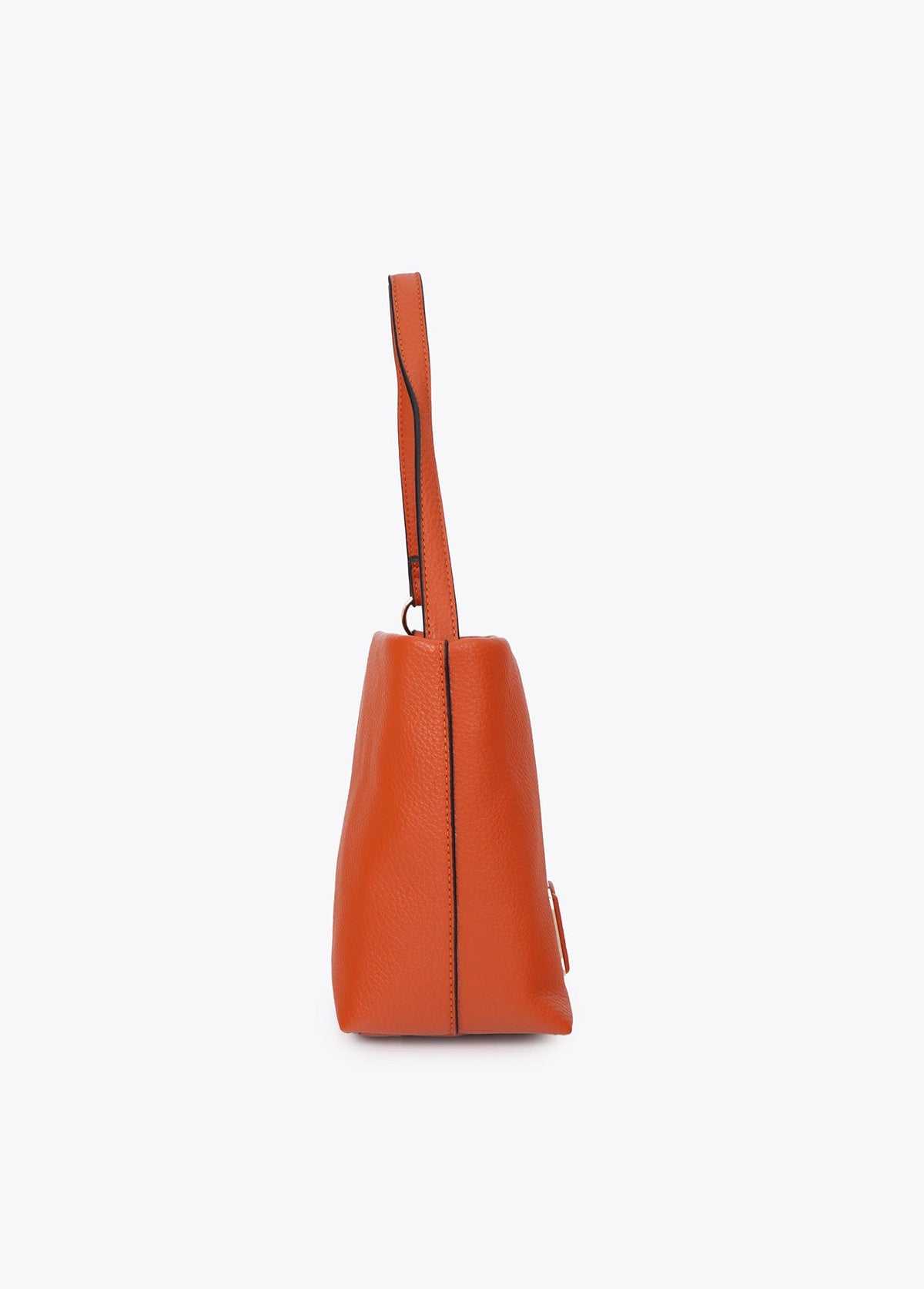 lf2604058-Faux leather shoulder bag with pompoms-Orange