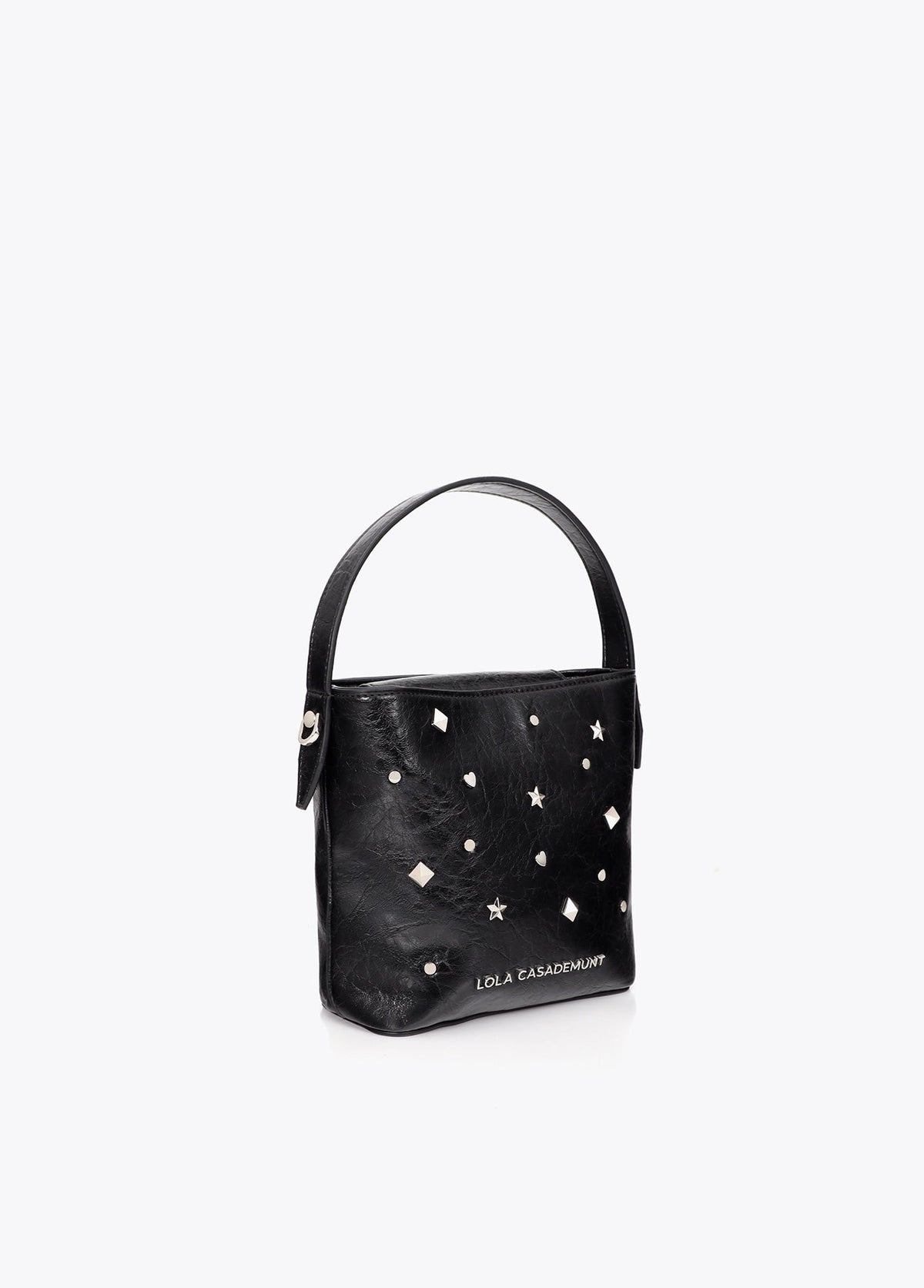 lf2604060-Star and heart studded shoulder bag-Black