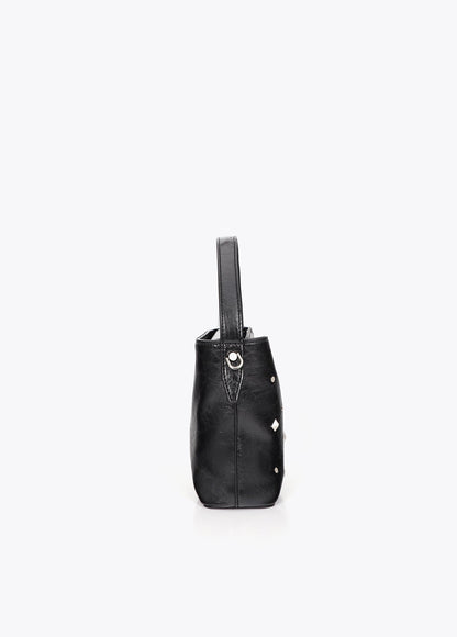 lf2604060-Star and heart studded shoulder bag-Black
