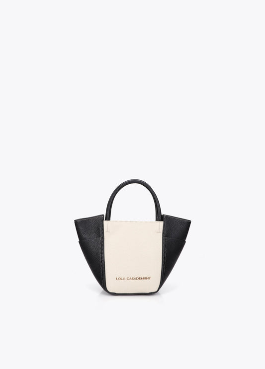 lf2604066-Tricolor shoulder bag-Ecru-Black