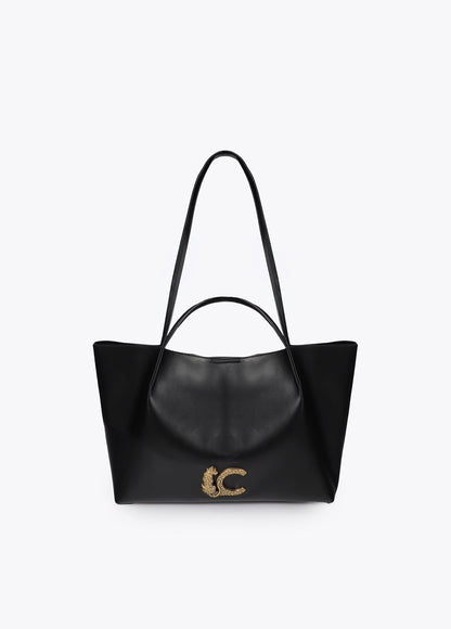 lf2604070-Leather-effect shopper with double handle-Black
