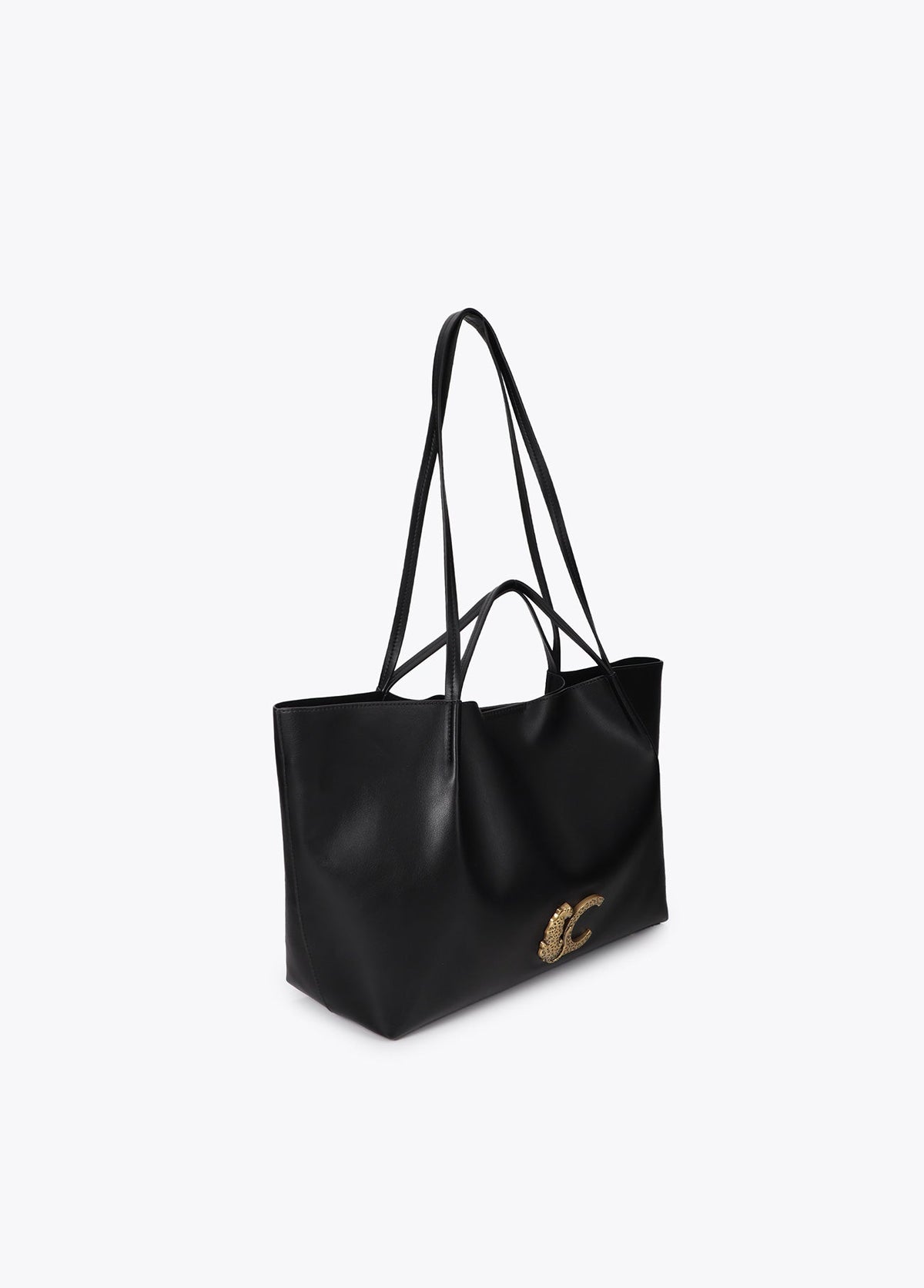 lf2604070-Leather-effect shopper with double handle-Black