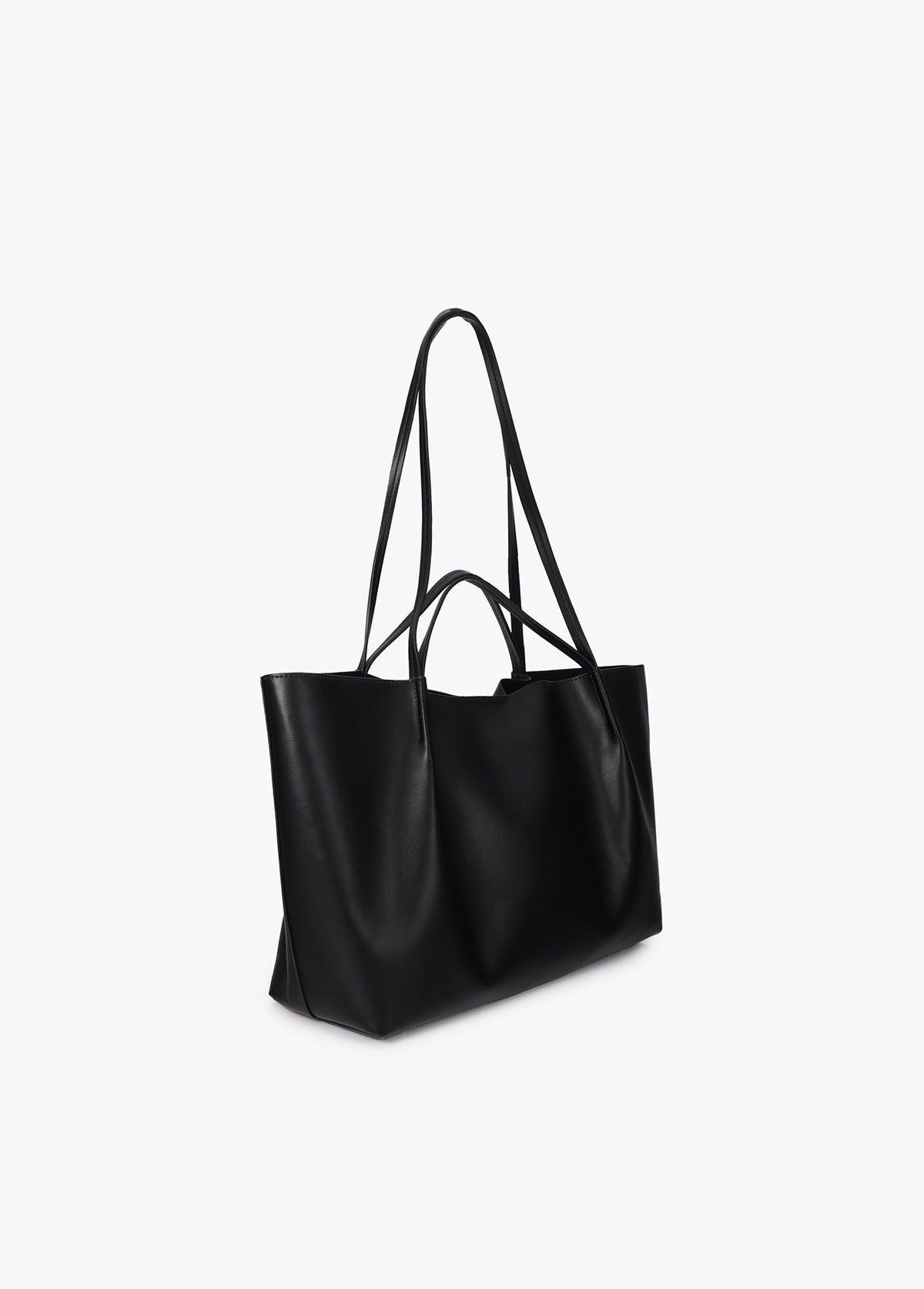 lf2604070-Leather-effect shopper with double handle-Black