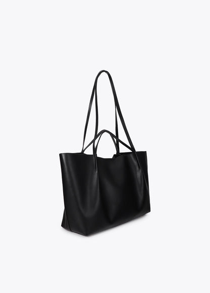 lf2604070-Leather-effect shopper with double handle-Black
