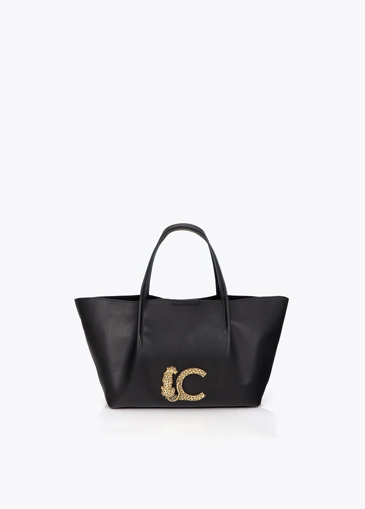 lf2604071-Leather-effect shoulder bag with double handle-Black