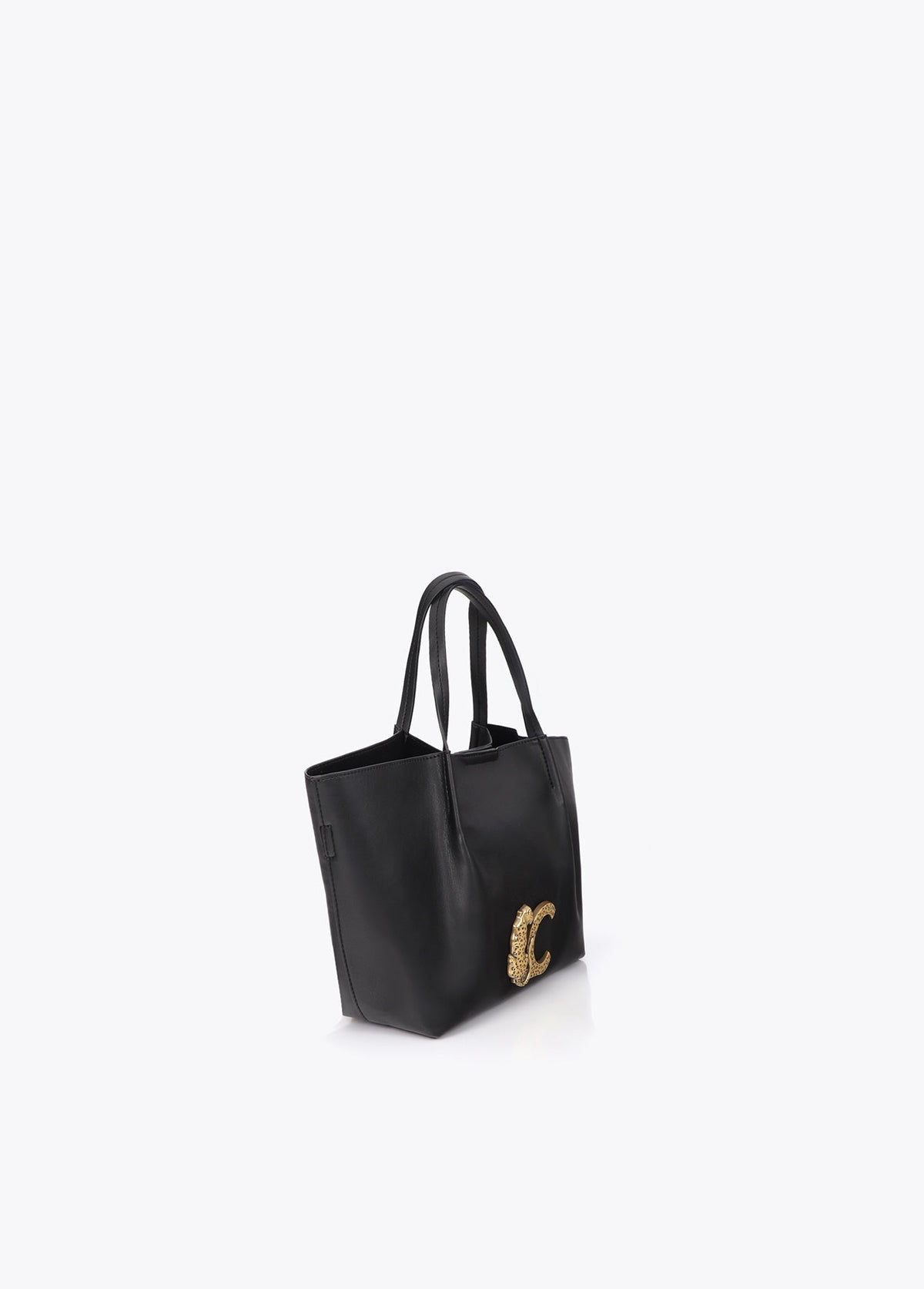 lf2604071-Leather-effect shoulder bag with double handle-Black