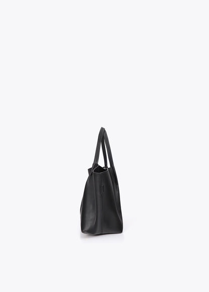 lf2604071-Leather-effect shoulder bag with double handle-Black