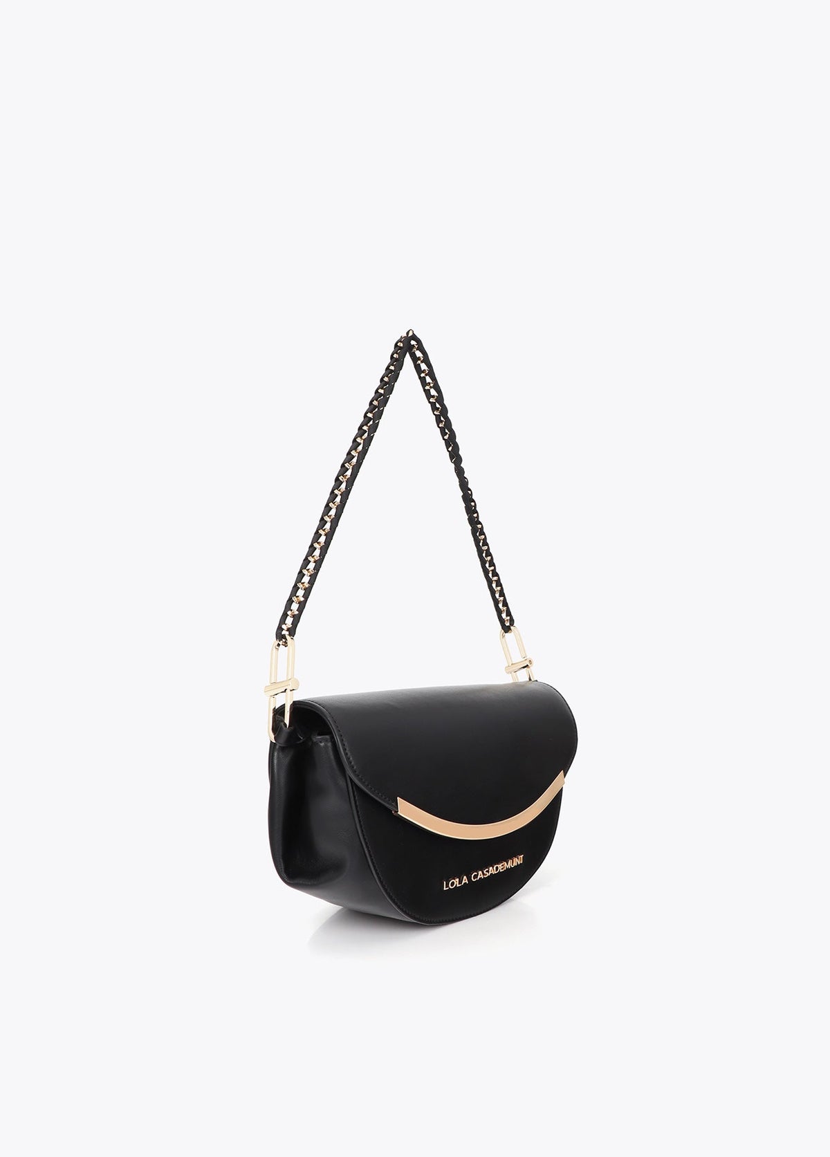 lf2604080-Shoulder strap with metallic detail-Black