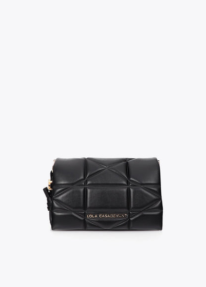 lf2604086-Padded shoulder bag with knot detail with LC-Black
