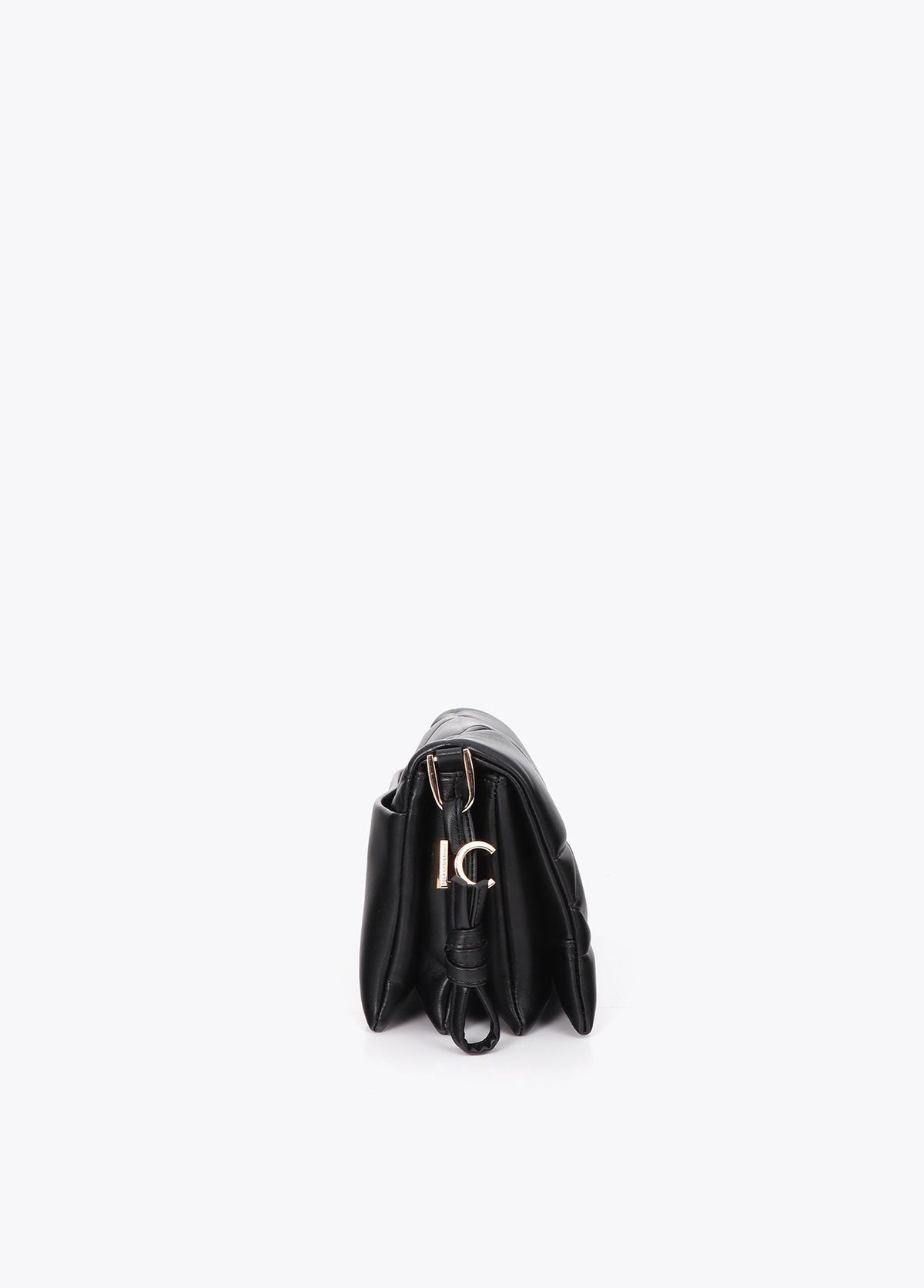 lf2604086-Padded shoulder bag with knot detail with LC-Black