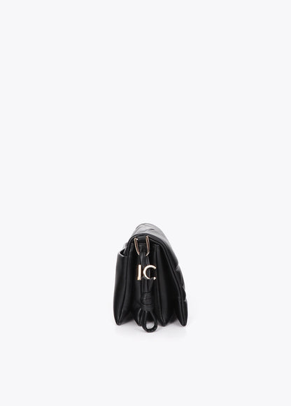 lf2604086-Padded shoulder bag with knot detail with LC-Black