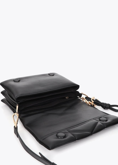 lf2604086-Padded shoulder bag with knot detail with LC-Black