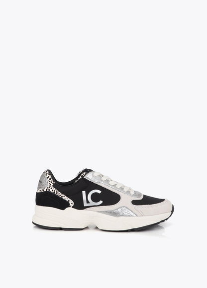 lf2605018-Sneaker with a combined running sole in different materials and leather-Black-Ecru