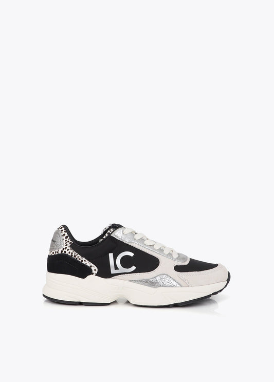 lf2605018-Sneaker with a combined running sole in different materials and leather-Black-Ecru