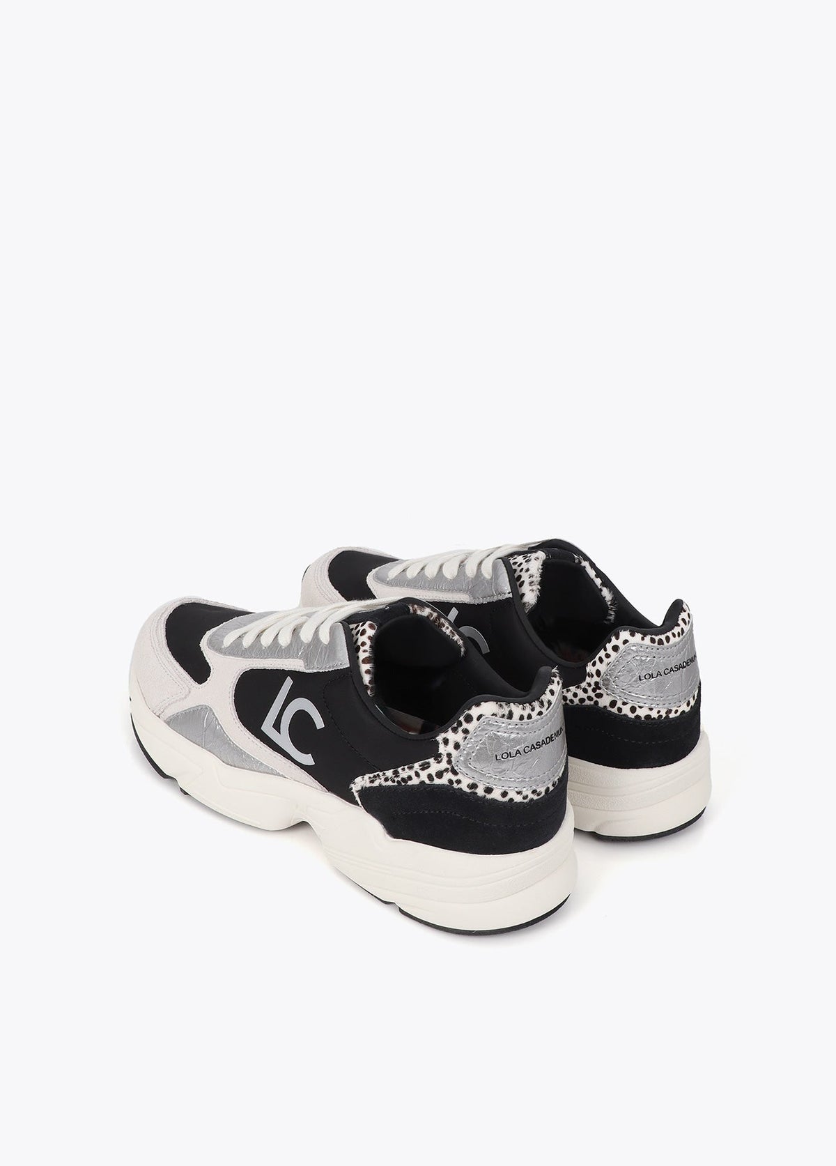 lf2605018-Sneaker with a combined running sole in different materials and leather-Black-Ecru