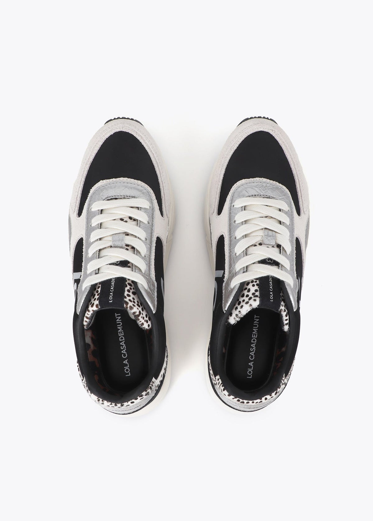 lf2605018-Sneaker with a combined running sole in different materials and leather-Black-Ecru