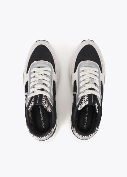 lf2605018-Sneaker with a combined running sole in different materials and leather-Black-Ecru