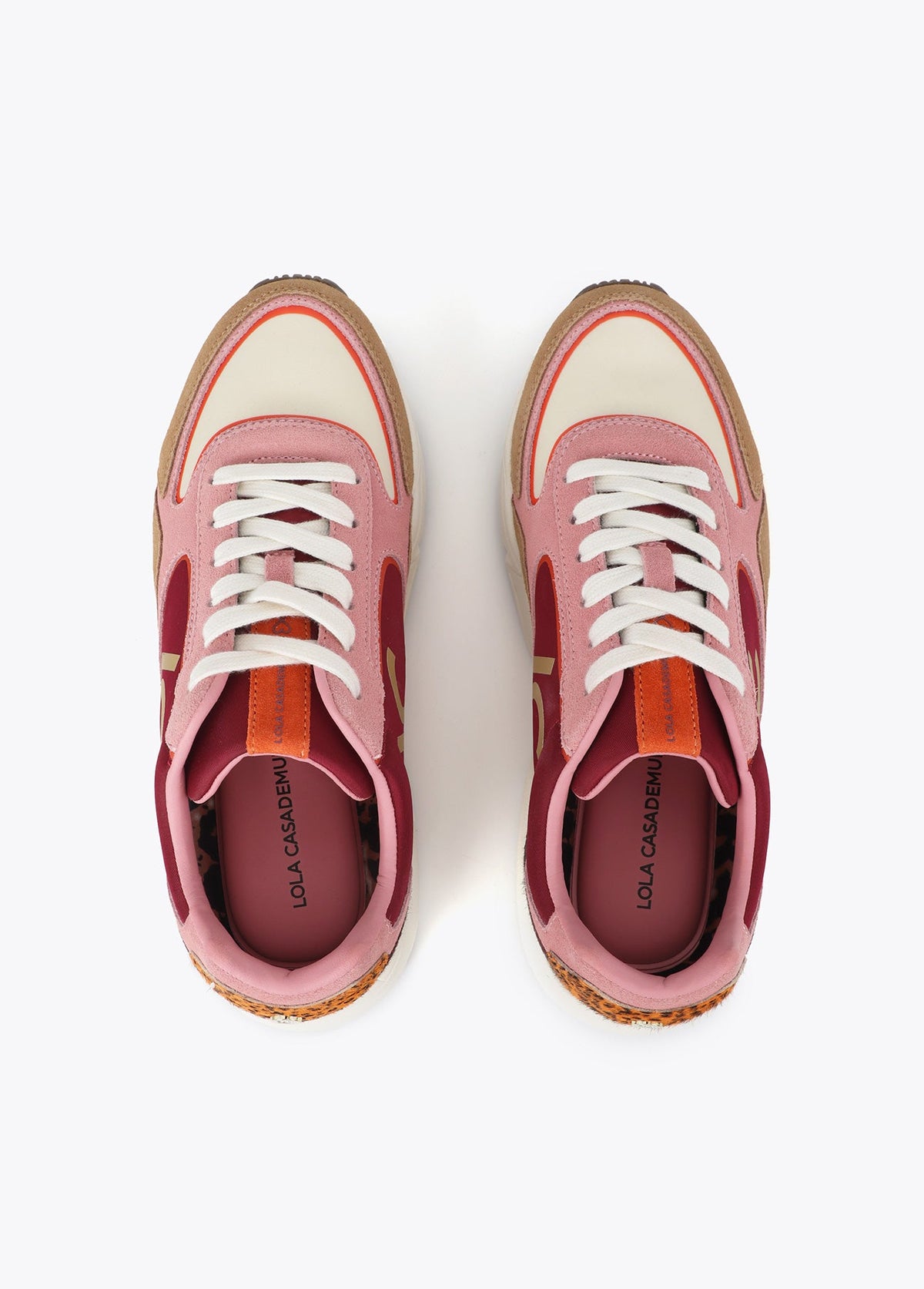 lf2605019-Sneaker with a combined running sole in different materials and leather-Pink-Orange