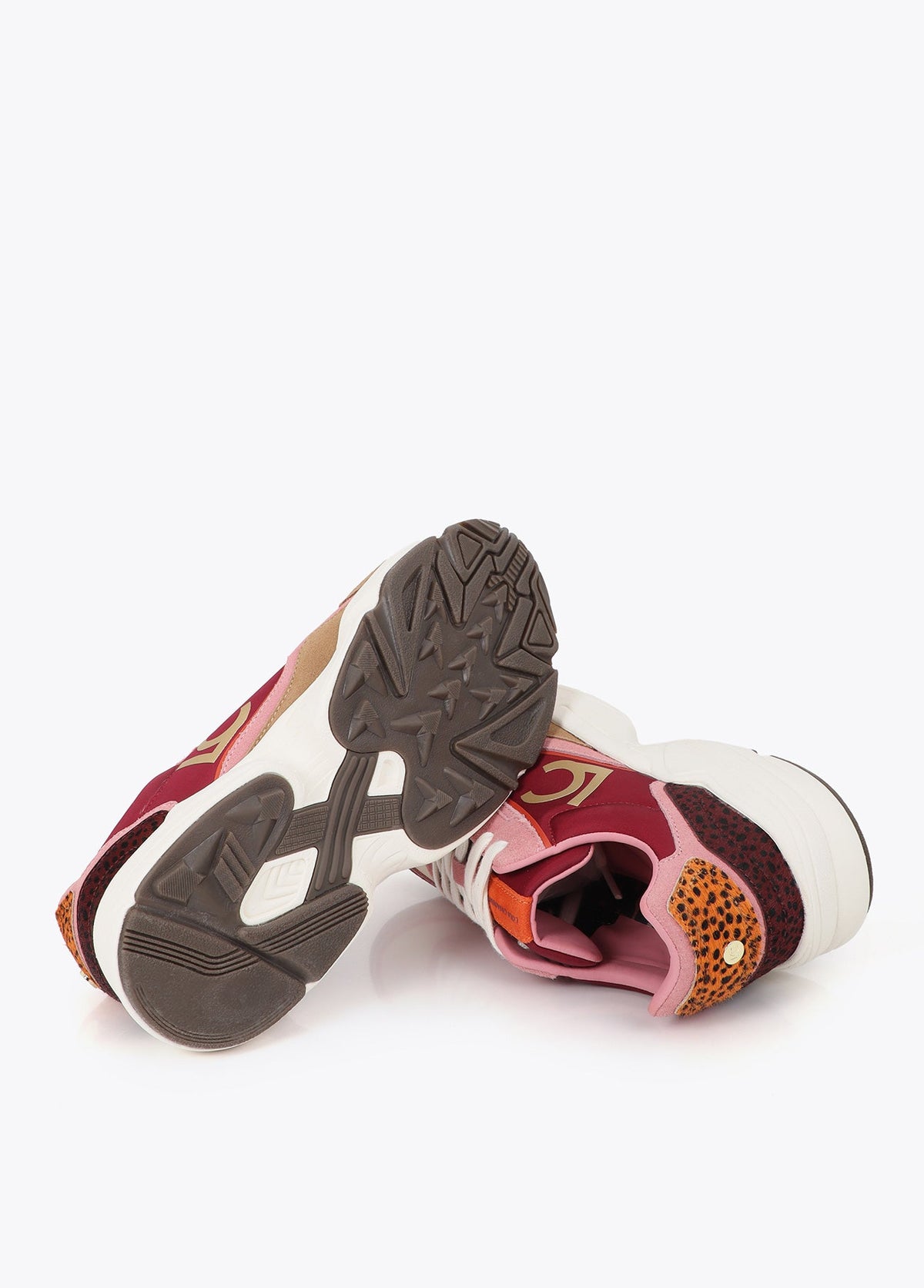 lf2605019-Sneaker with a combined running sole in different materials and leather-Pink-Orange