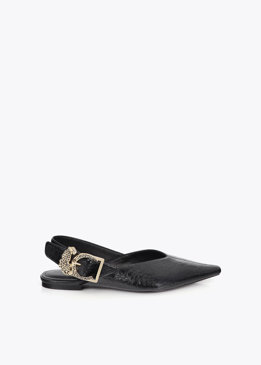 lf2605022-Leopard buckle flat shoe-Black
