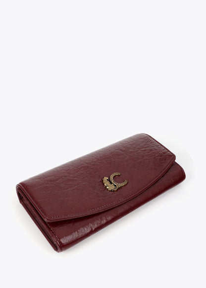lf2612008-Crocodile effect wallet-Bordeaux