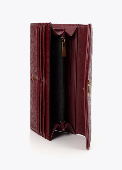 lf2612008-Crocodile effect wallet-Bordeaux