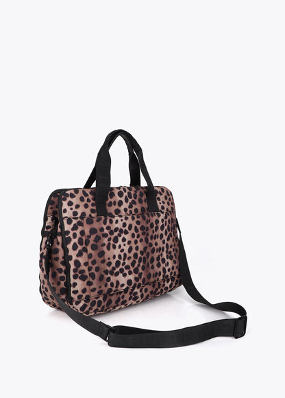 lf2612015-Nylon computer case with animal print-Brown-Black