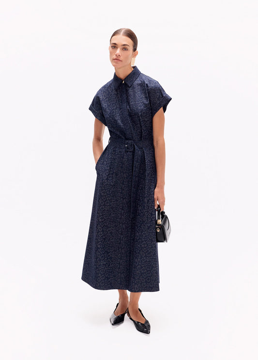 lf2616022-Long denim dress-Blue-Blue