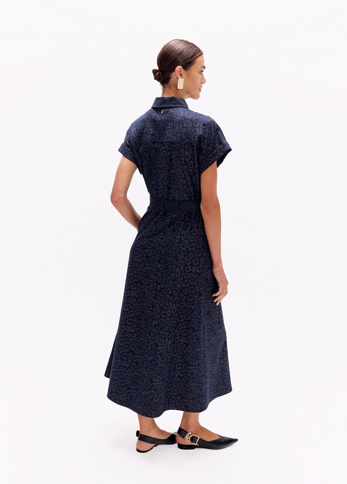lf2616022-Long denim dress-Blue-Blue