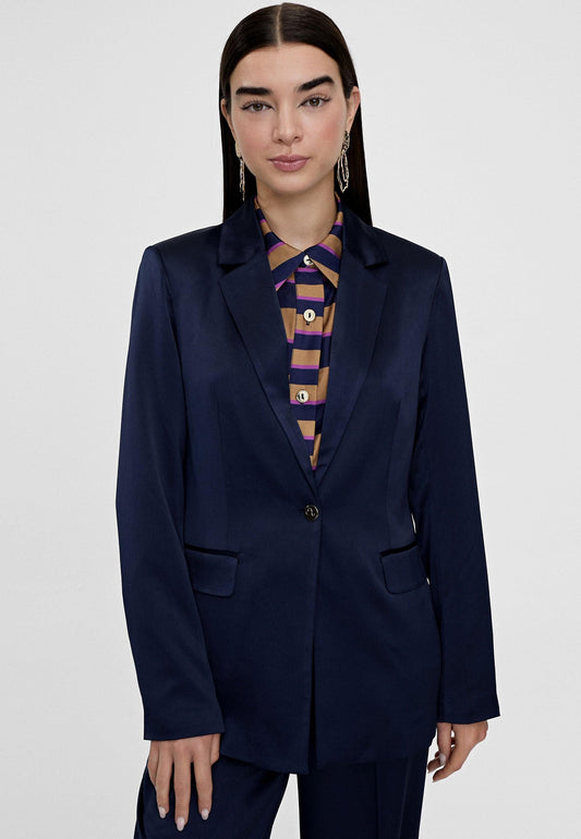 LS2402002-Navy-Animal print lining blazer