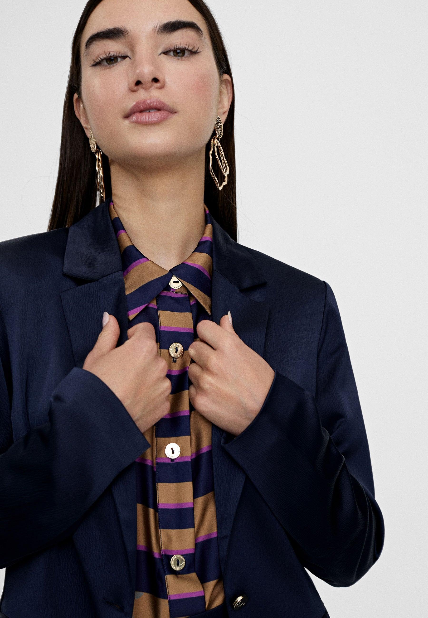 LS2402002-Navy-Animal print lining blazer