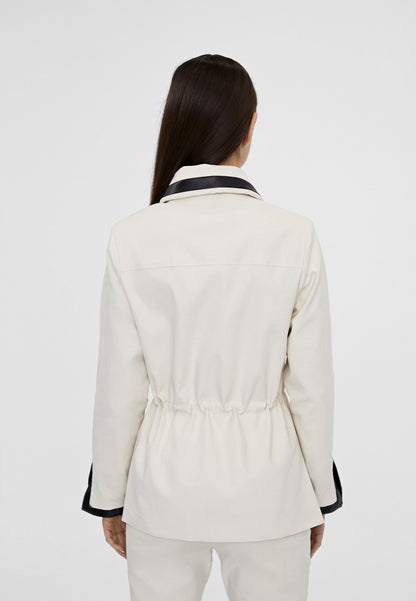LS2402013-Ecru-Gathered jacket with pockets