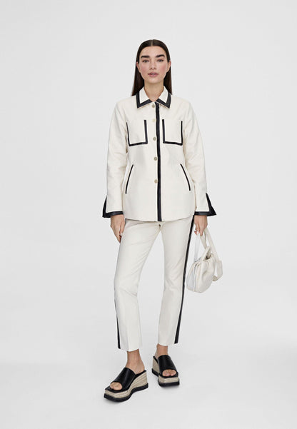 LS2402013-Ecru-Gathered jacket with pockets