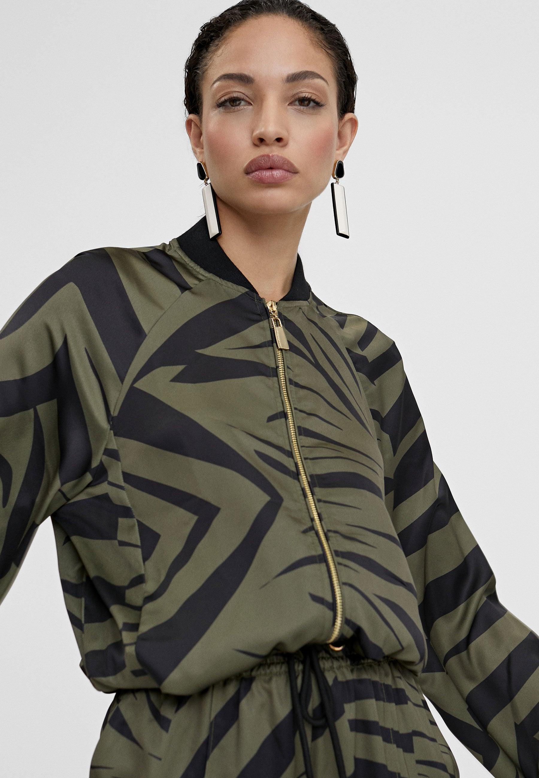 LS2402015-Black-Green-Zebra print bomber jacket