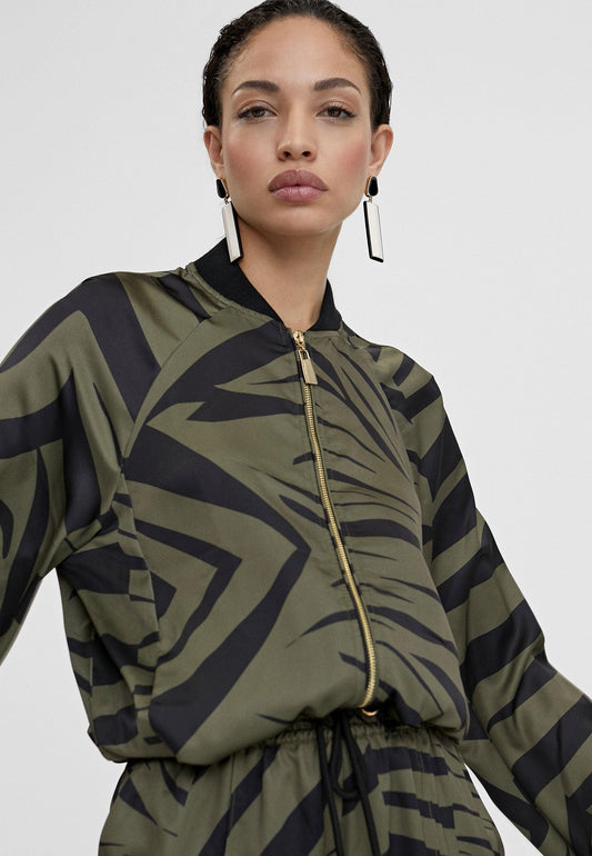 LS2402015-Black-Green-Zebra print bomber jacket