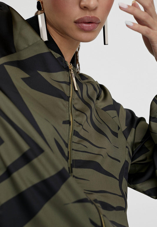 LS2402015-Black-Green-Zebra print bomber jacket