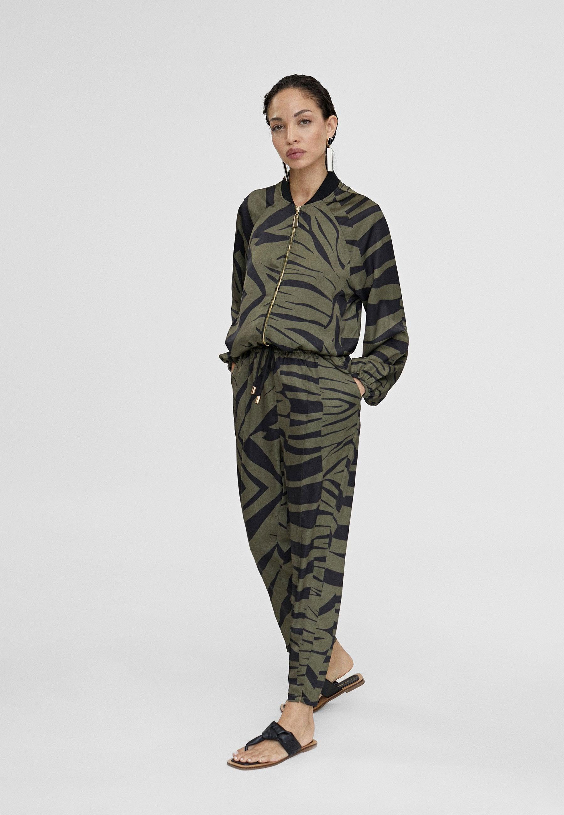 LS2402015-Black-Green-Zebra print bomber jacket