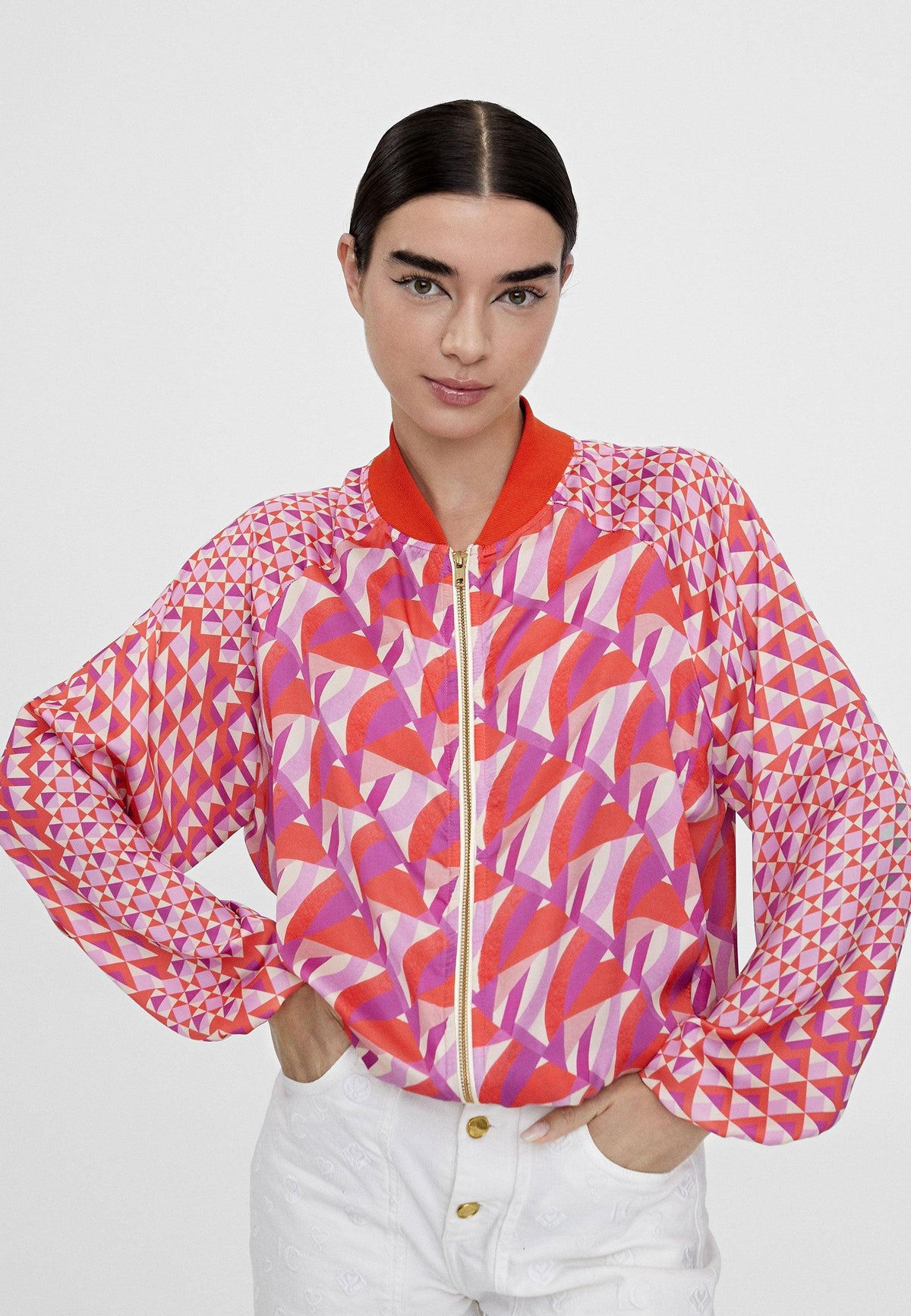 LS2402017-Red-Lilac-Multicoloured printed bomber jacket