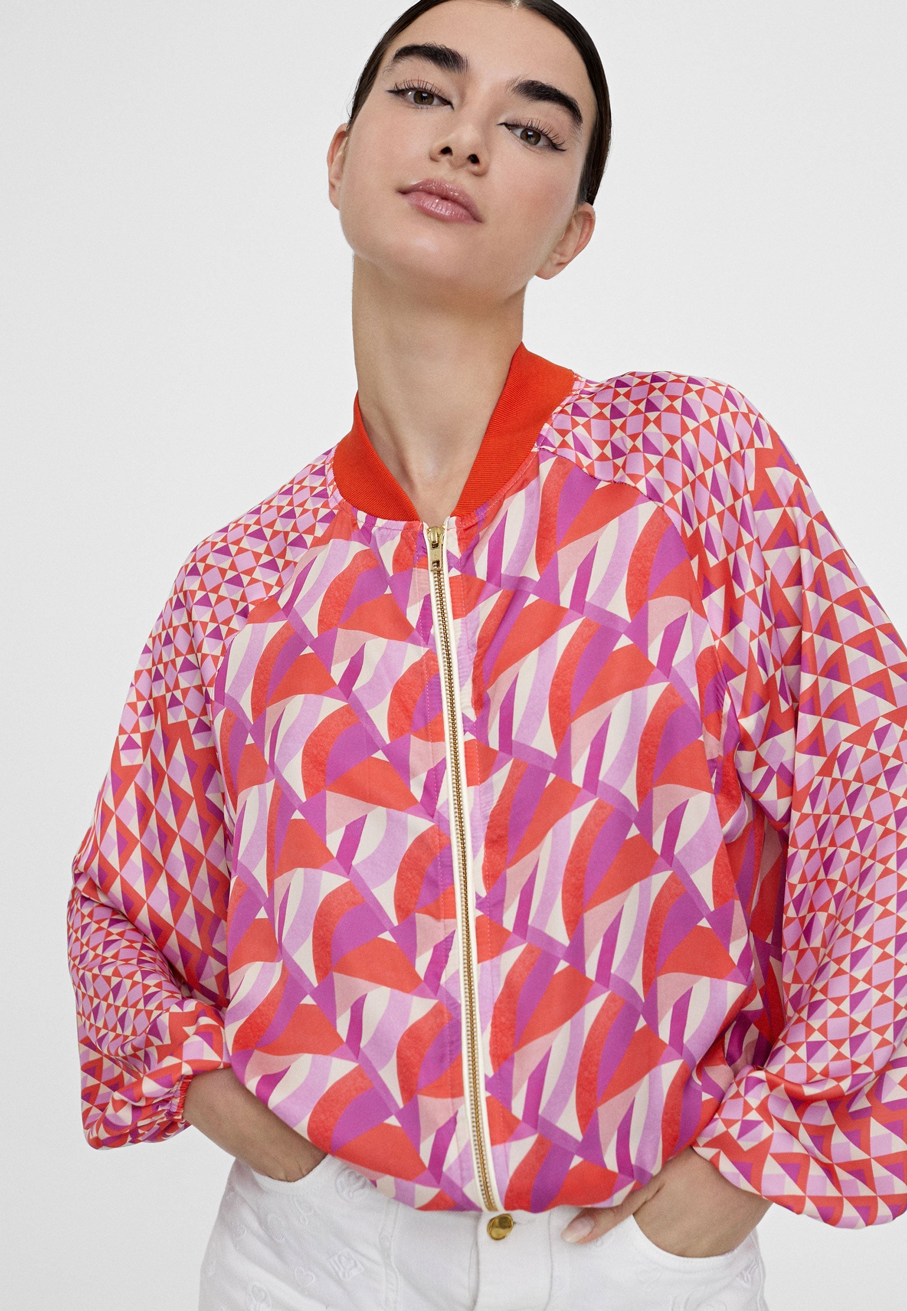 LS2402017-Red-Lilac-Multicoloured printed bomber jacket