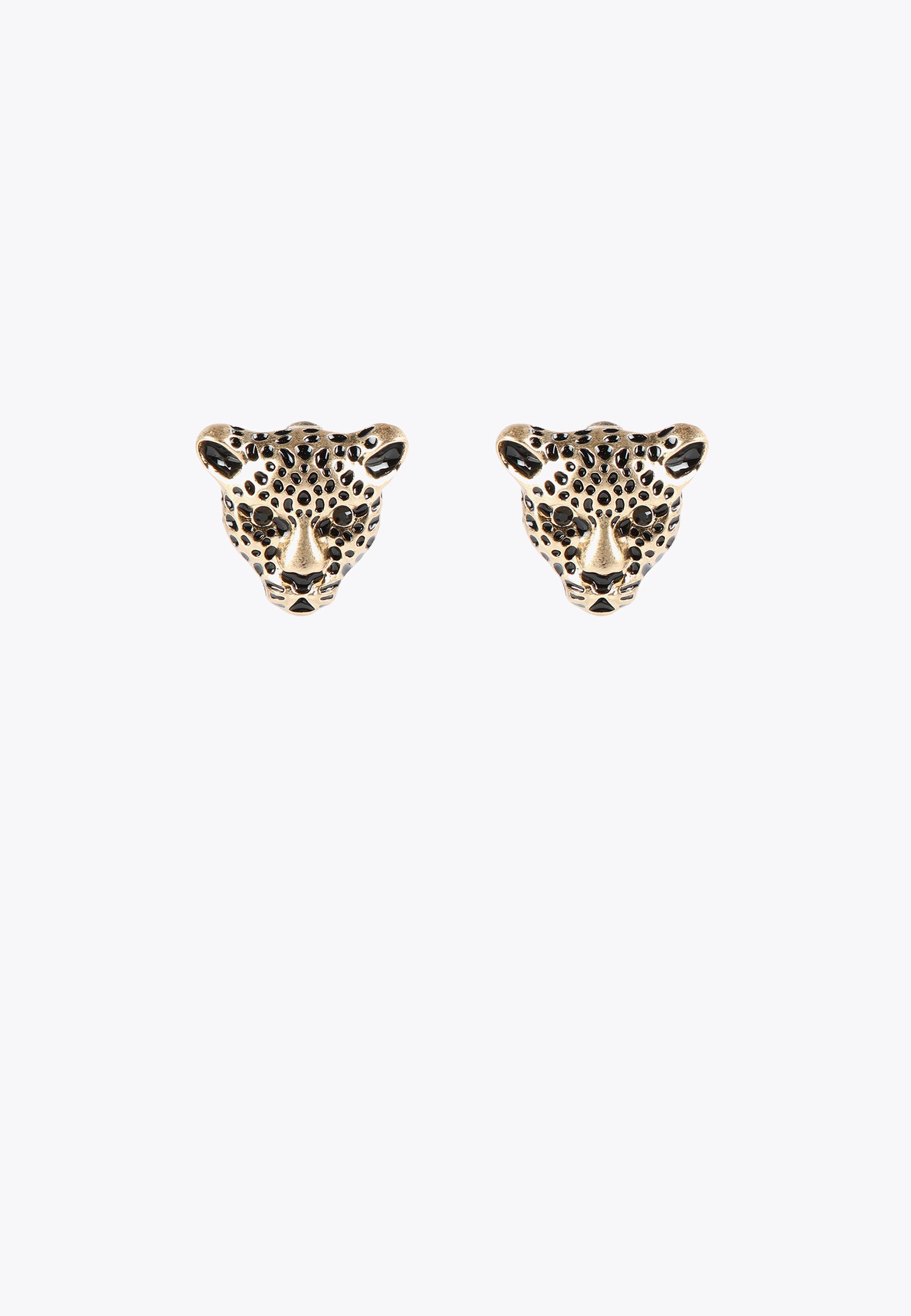 LS2403005-Gold-Leopard face earrings