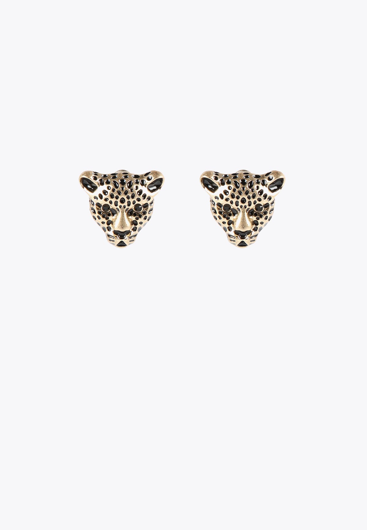 LS2403005-Gold-Leopard face earrings